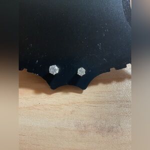 Classic Clear Crystal Stud Earrings 2 Sizes Bling EUC